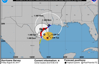 Platforms in the Gulf of Mexico were evacuated because of Hurricane Harvey